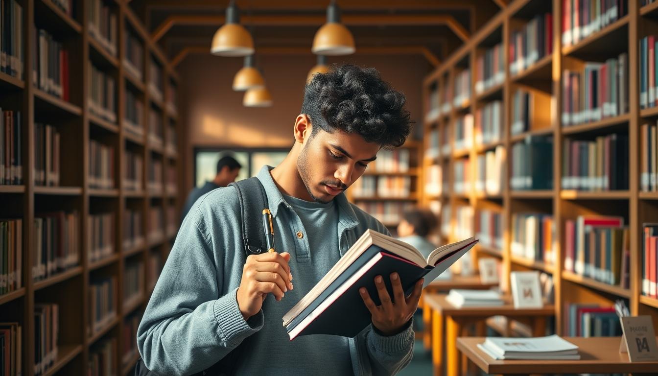 Student using a study guide to organize academic notes